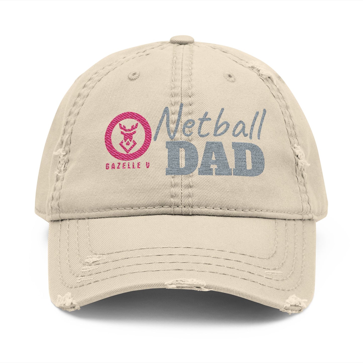 Gazelle 'Netball Dad' Embroidered Distressed Baseball Cap