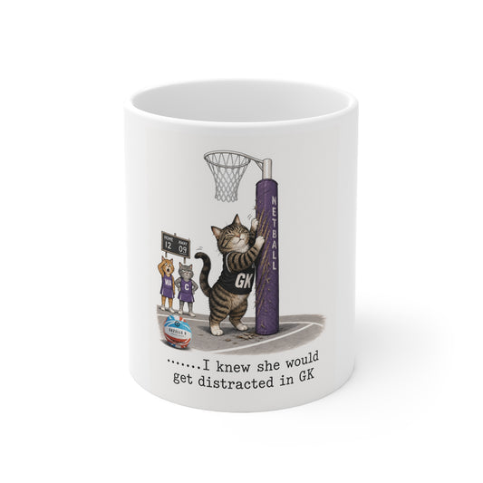 Netball Cat Goalkeeper Mug — "I knew she would get distracted in GK"