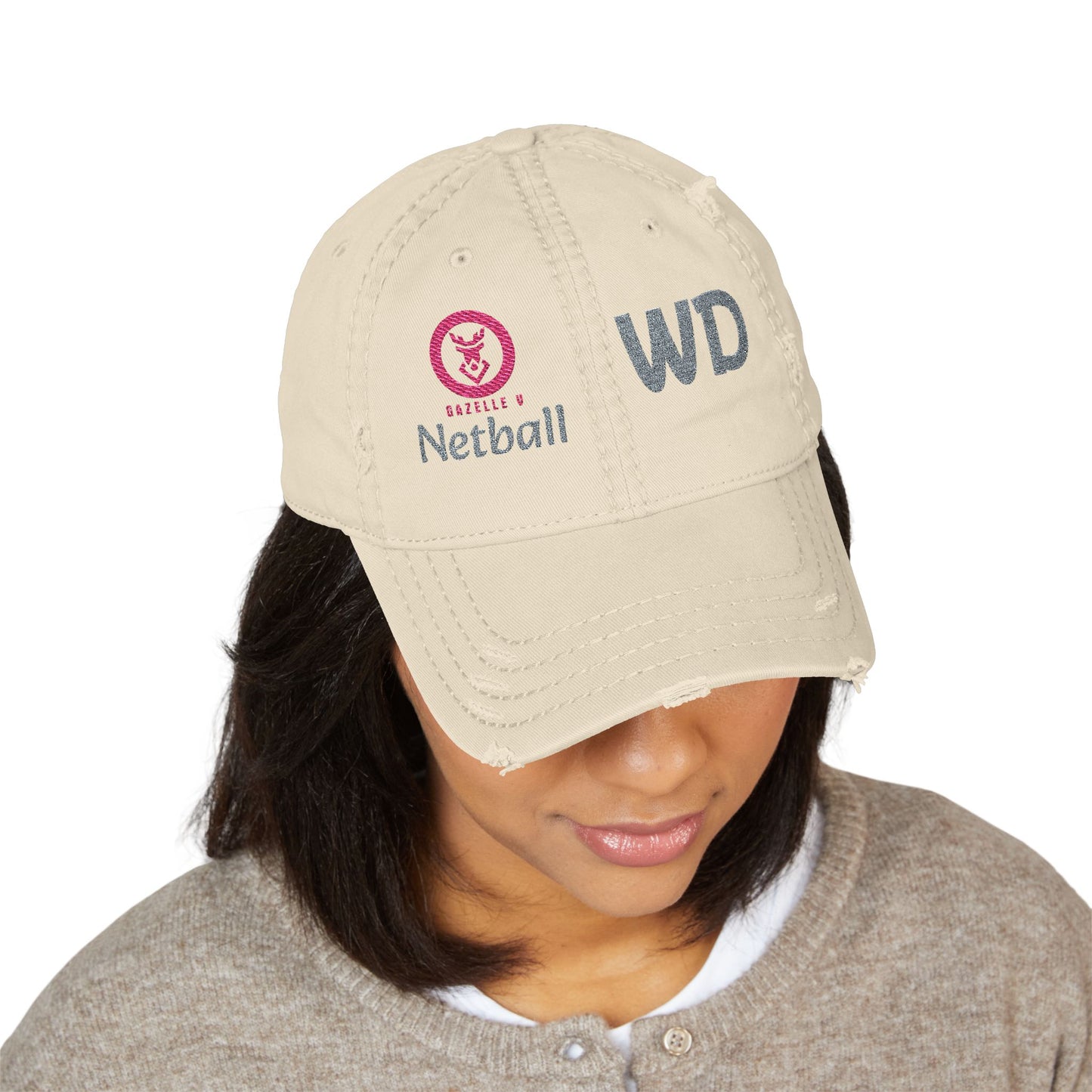 Gazelle 'Netball WD' Embroidered Distressed Baseball Cap