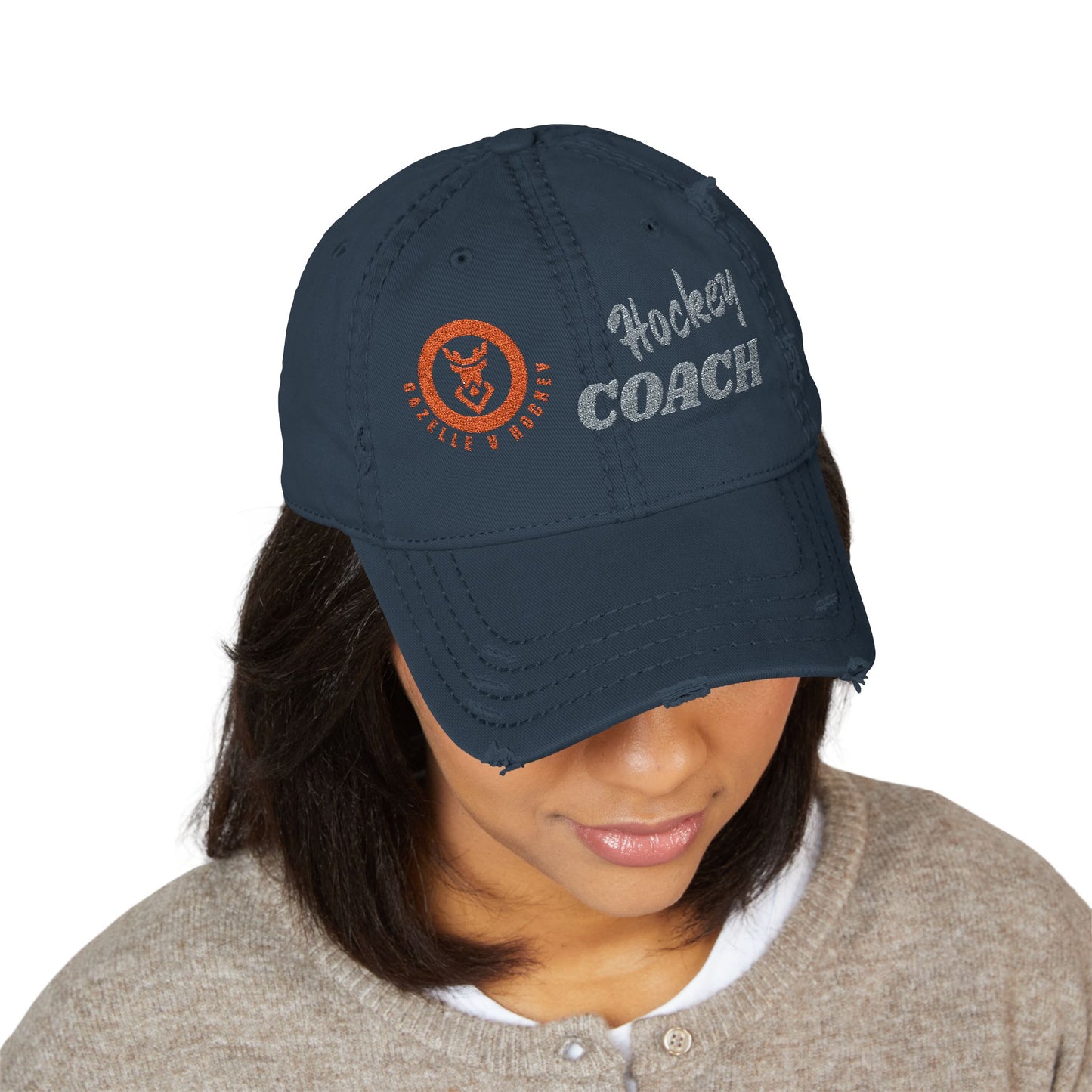 Gazelle V Hockey "Hockey Coach" Distressed Embroidered Cap
