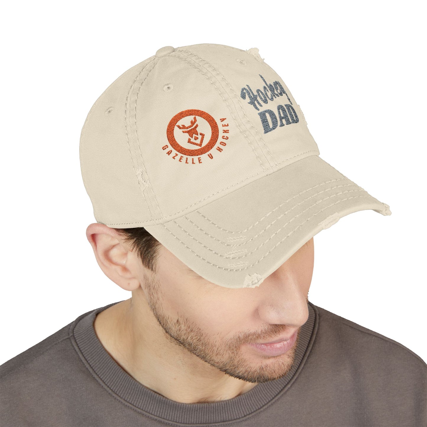 Gazelle V Hockey "Hockey Dad" Distressed Embroidered Cap