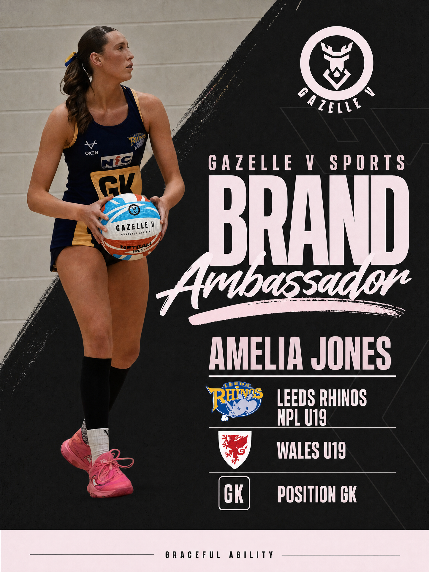 Gazelle V Embossed Grip Netball - £12.99