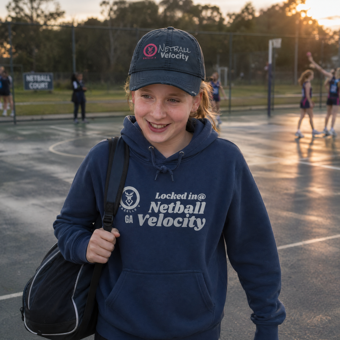 Gazelle 'Netball Velocity' Embroidered Distressed Baseball Cap
