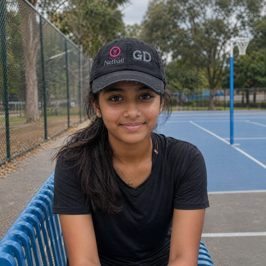 Gazelle 'Netball GD' Embroidered Distressed Baseball Cap