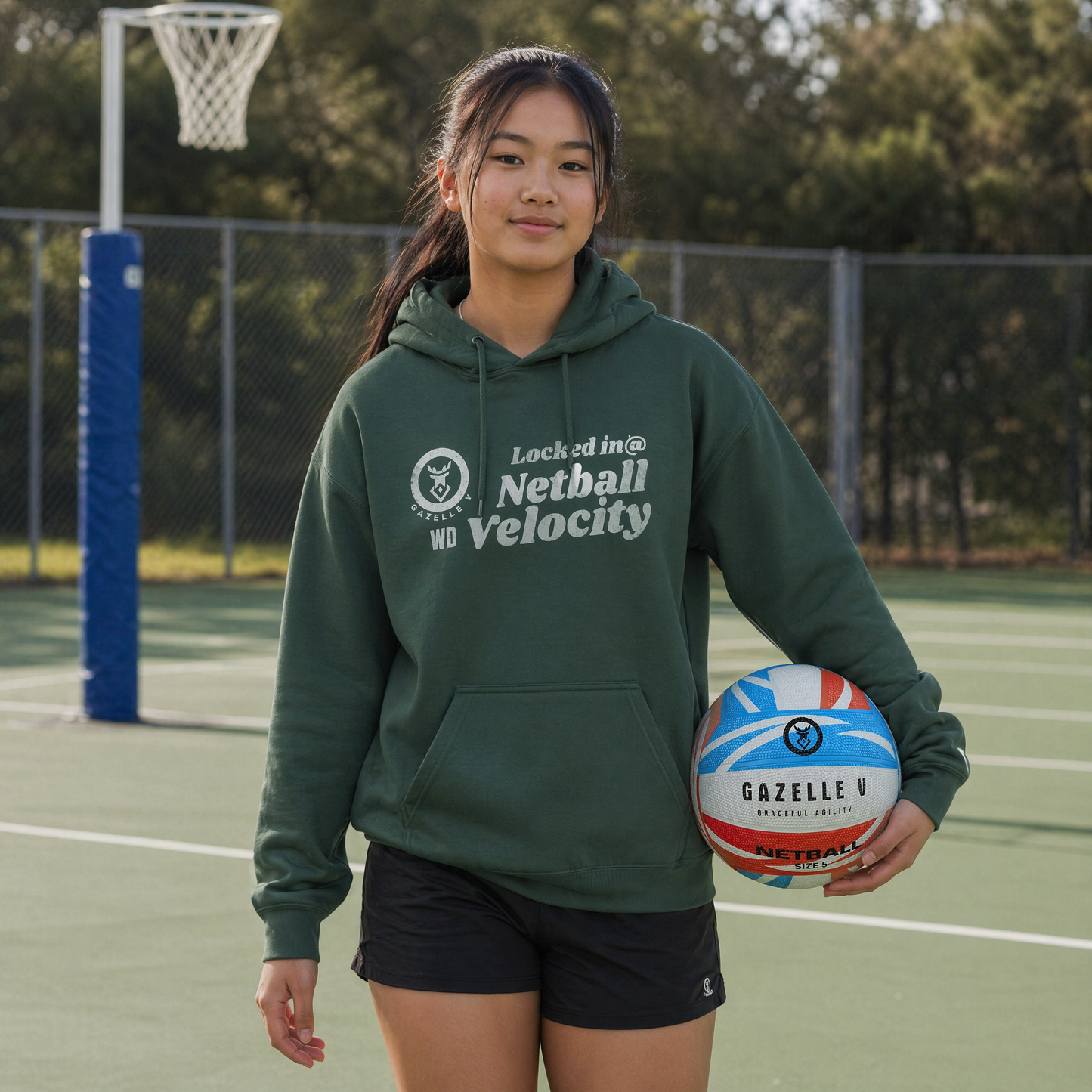'Gazelle WD (Wing Defence) Locked In@ Netball Velocity' Hoodie