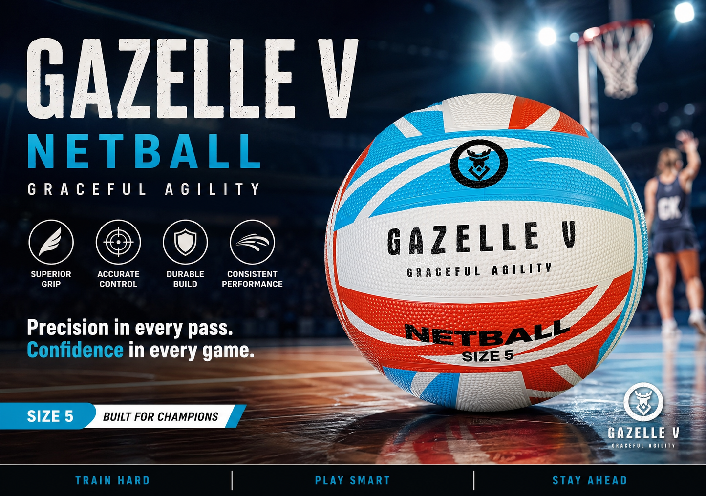 Gazelle V Embossed Grip Netball - £12.99